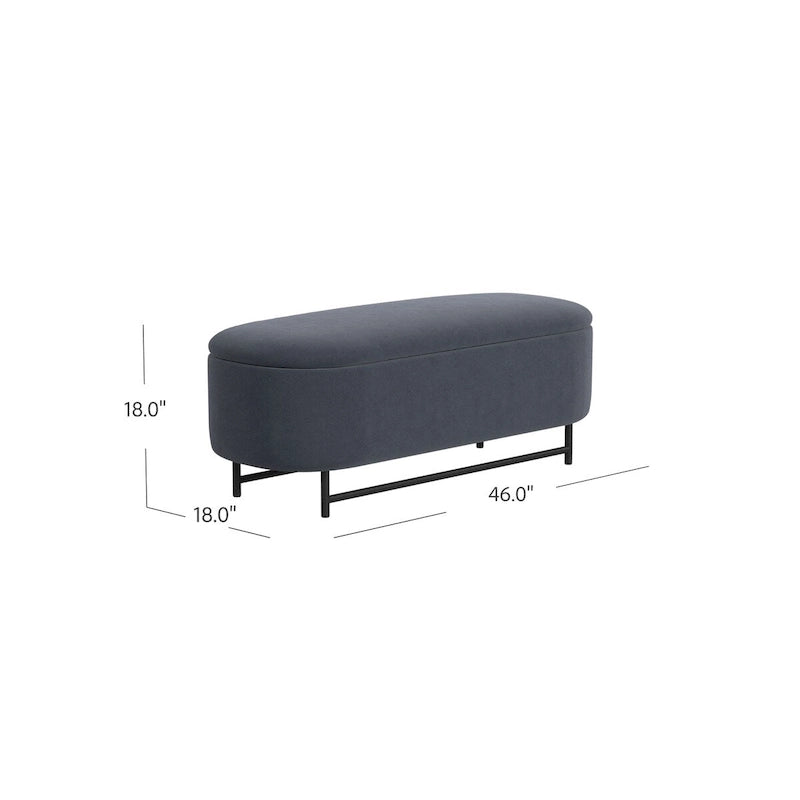 Banc de rangement moderne Ellipse HomePop avec pieds en métal
