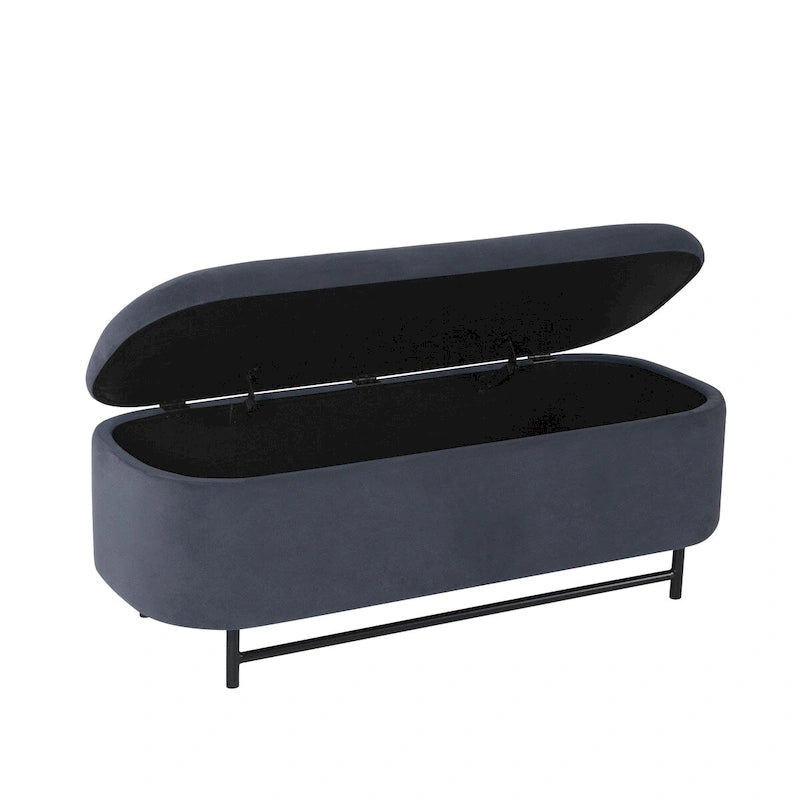 Banc de rangement moderne Ellipse HomePop avec pieds en métal