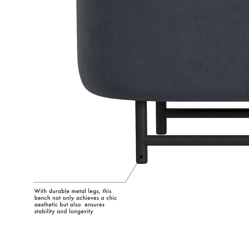 Banc de rangement moderne Ellipse HomePop avec pieds en métal