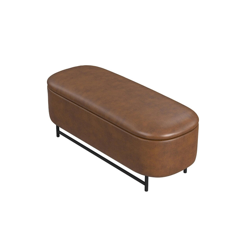 Banc de rangement moderne Ellipse HomePop avec pieds en métal