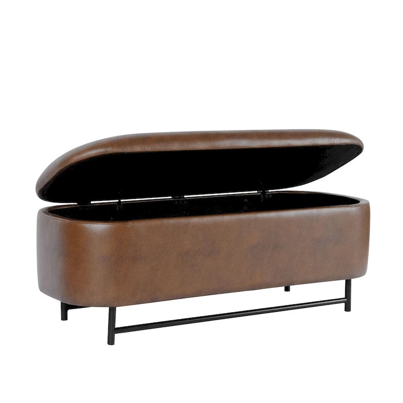 Banc de rangement moderne Ellipse HomePop avec pieds en métal