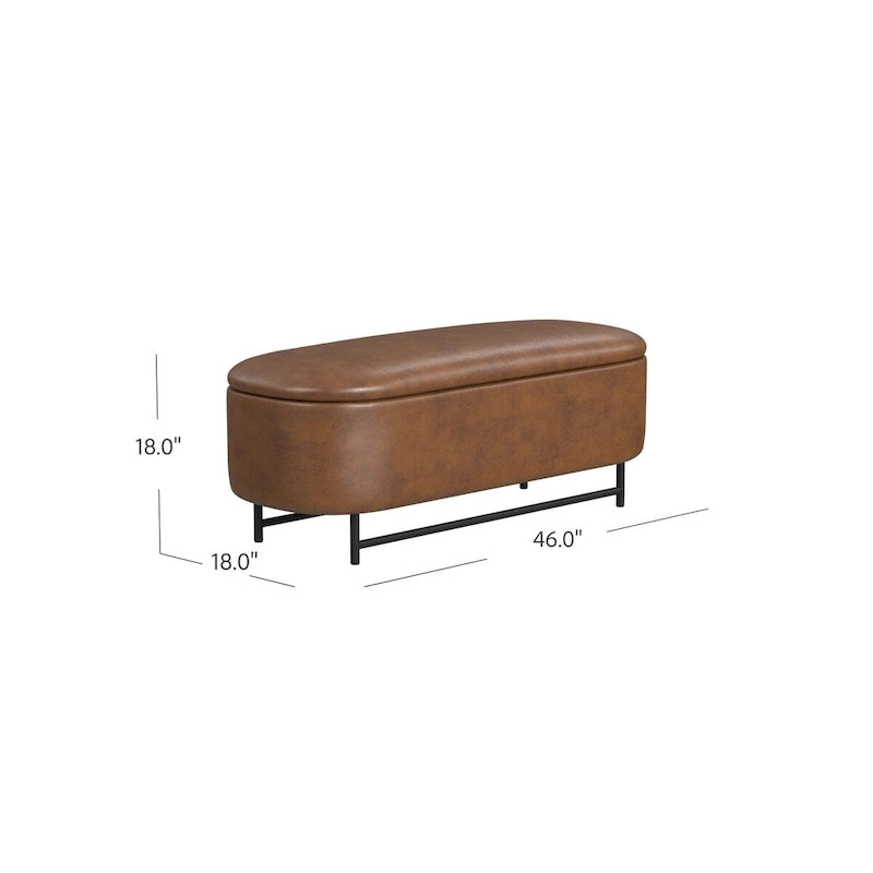 Banc de rangement moderne Ellipse HomePop avec pieds en métal