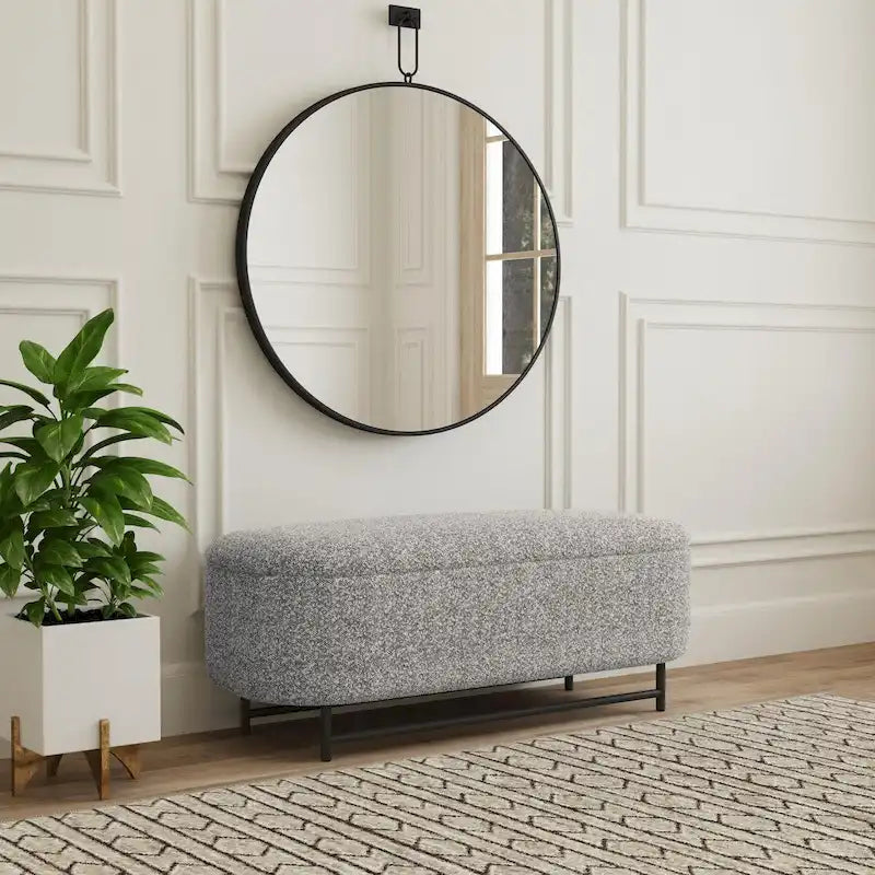 Banc de rangement moderne Ellipse HomePop avec pieds en métal