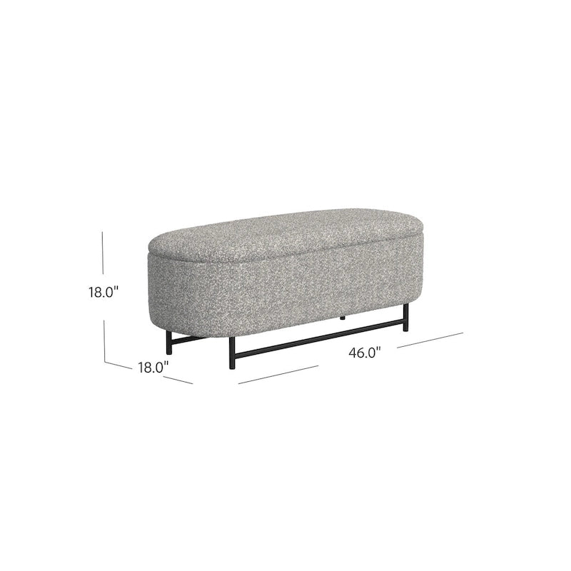 Banc de rangement moderne Ellipse HomePop avec pieds en métal