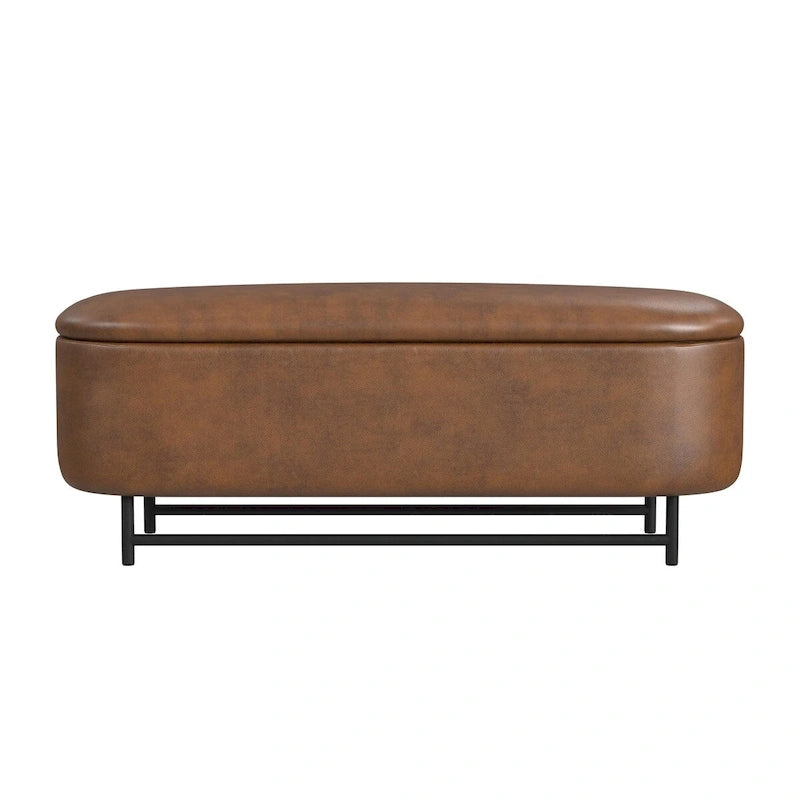Banc de rangement moderne Ellipse HomePop avec pieds en métal