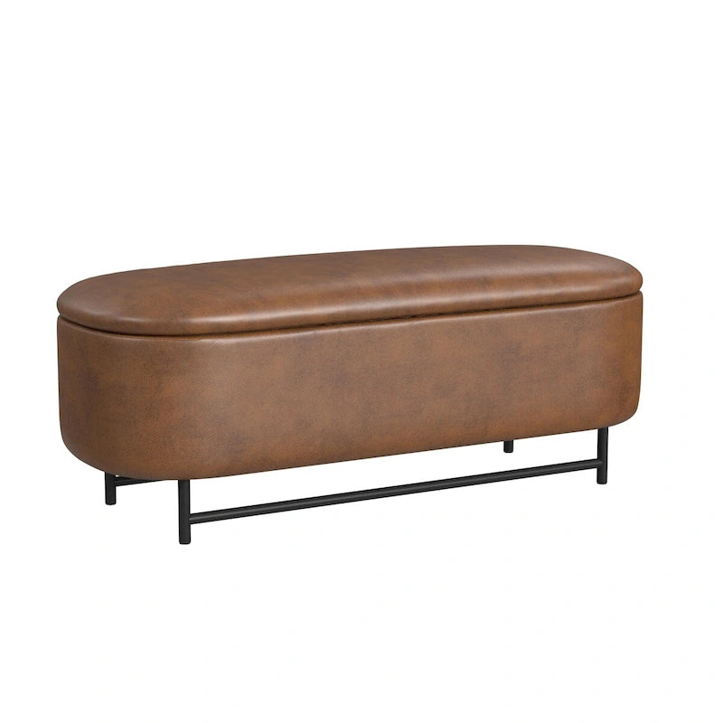 Banc de rangement moderne Ellipse HomePop avec pieds en métal