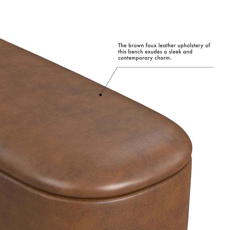 Banc de rangement moderne Ellipse HomePop avec pieds en métal