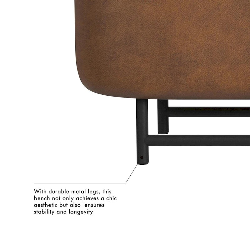 Banc de rangement moderne Ellipse HomePop avec pieds en métal