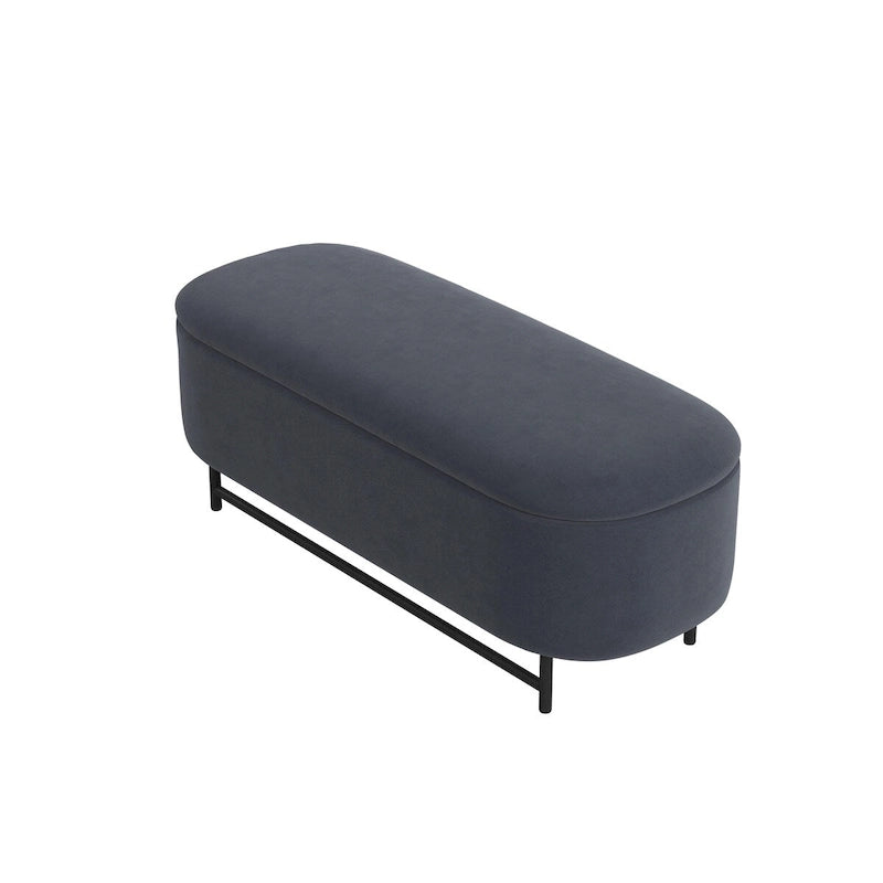 Banc de rangement moderne Ellipse HomePop avec pieds en métal