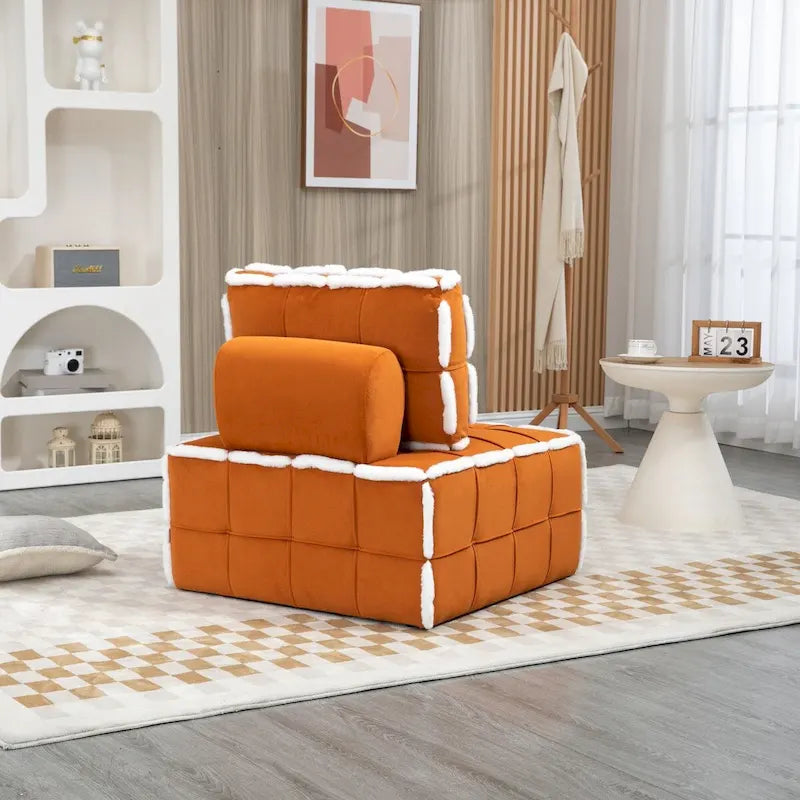 Fauteuil rembourré sans accoudoirs à assise profonde, canapé paresseux simple