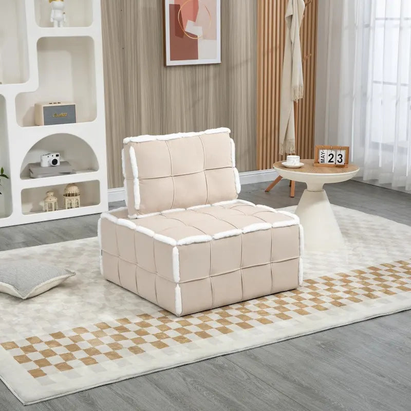 Fauteuil rembourré sans accoudoirs à assise profonde, canapé paresseux simple
