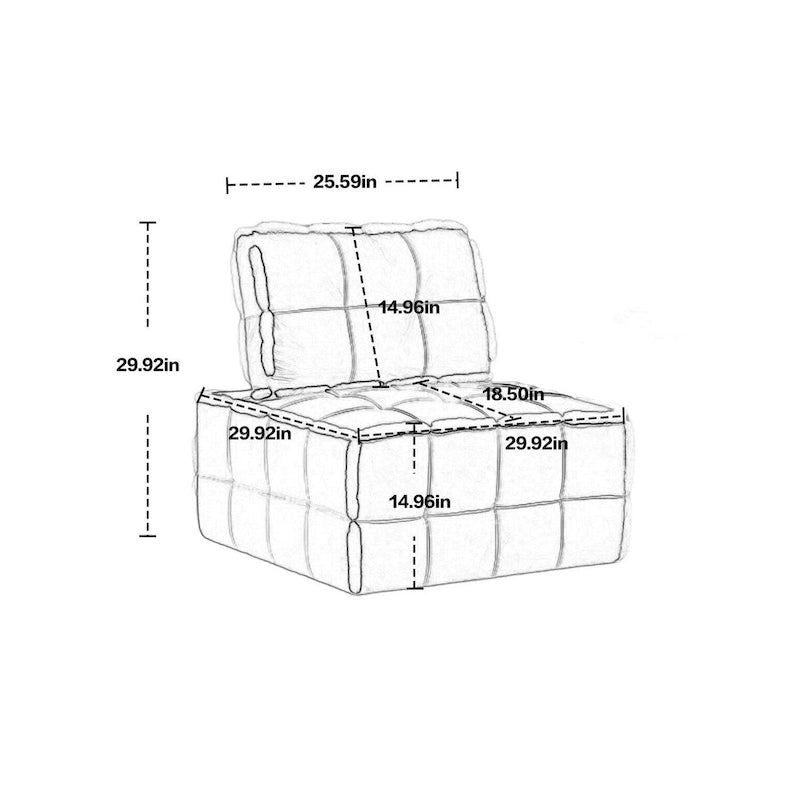 Fauteuil rembourré sans accoudoirs à assise profonde, canapé paresseux simple