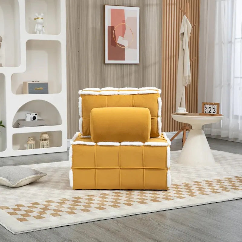 Fauteuil rembourré sans accoudoirs à assise profonde, canapé paresseux simple