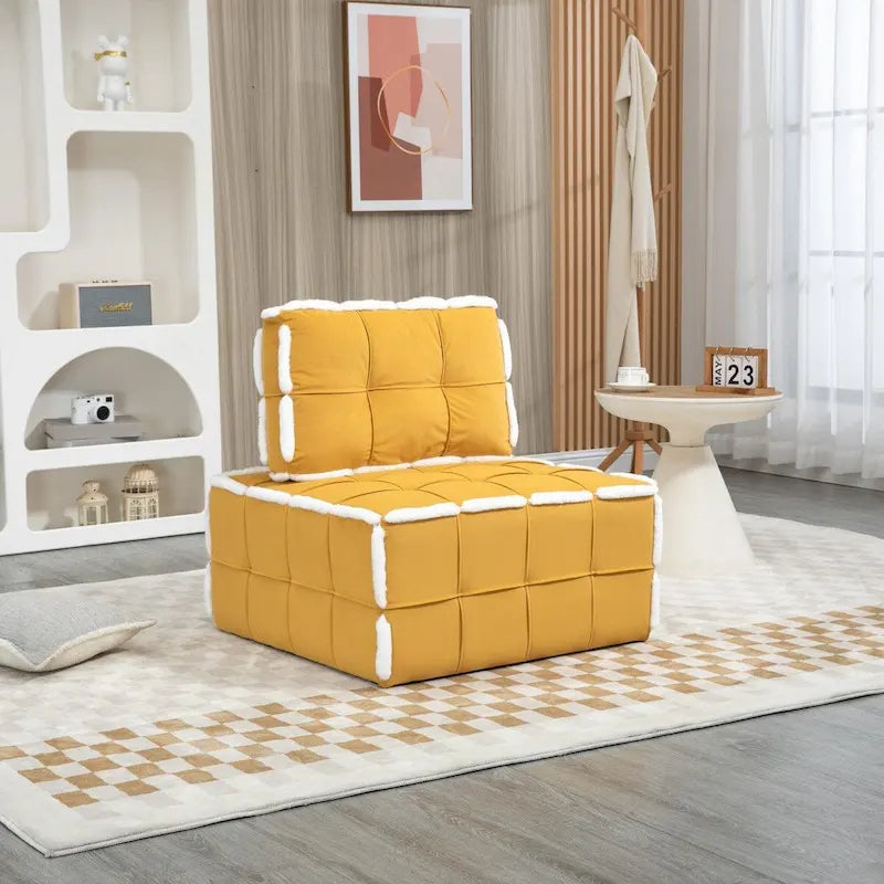 Fauteuil rembourré sans accoudoirs à assise profonde, canapé paresseux simple