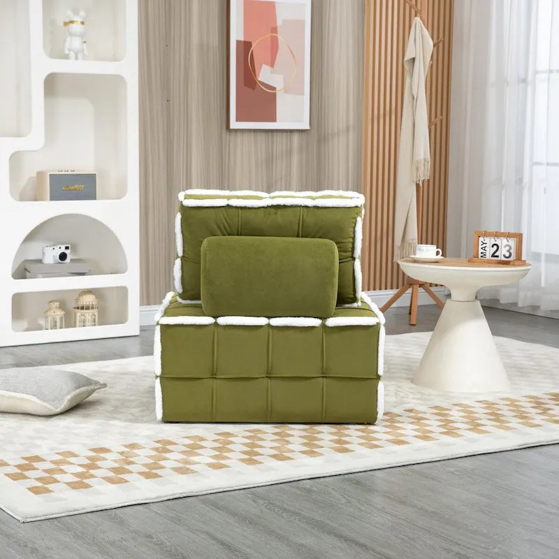 Fauteuil rembourré sans accoudoirs à assise profonde, canapé paresseux simple