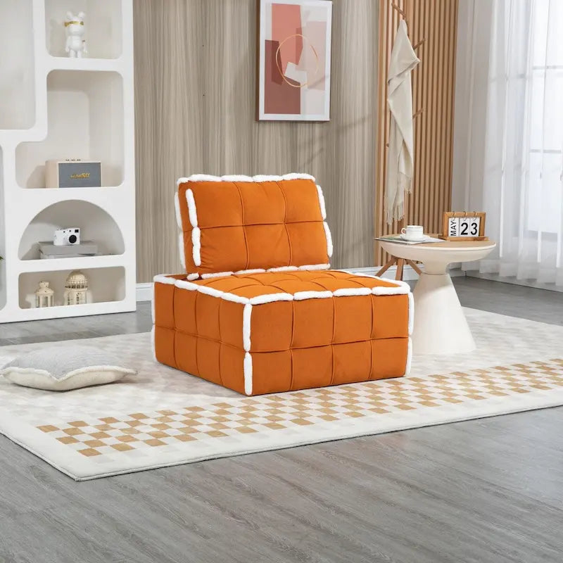 Fauteuil rembourré sans accoudoirs à assise profonde, canapé paresseux simple