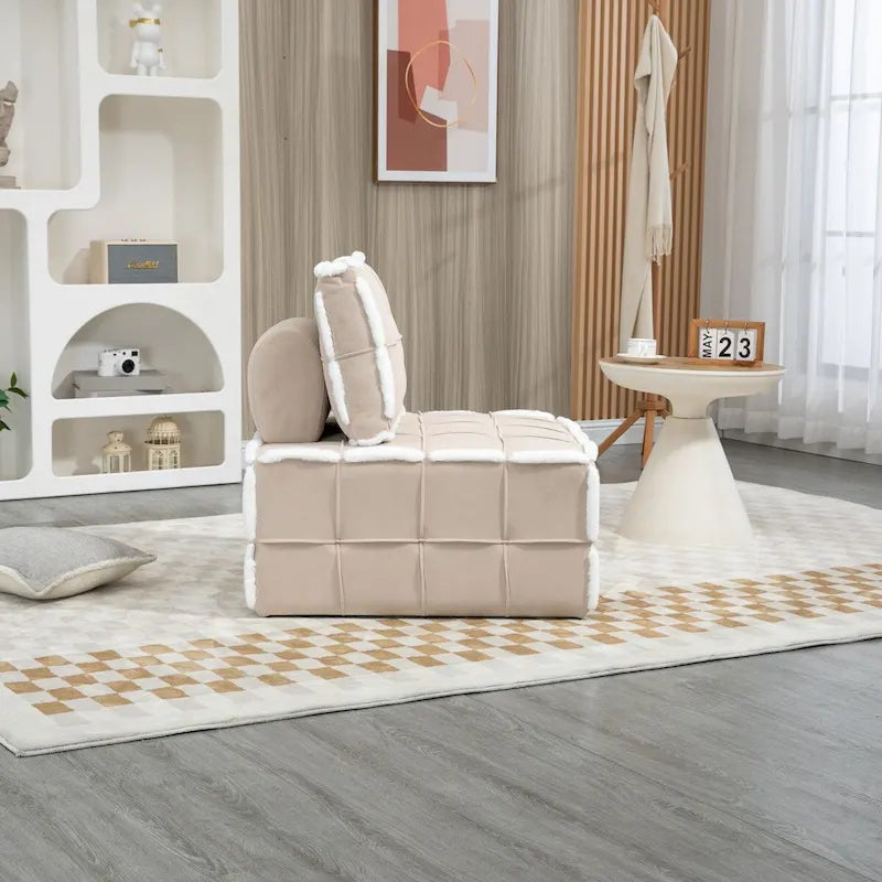 Fauteuil rembourré sans accoudoirs à assise profonde, canapé paresseux simple