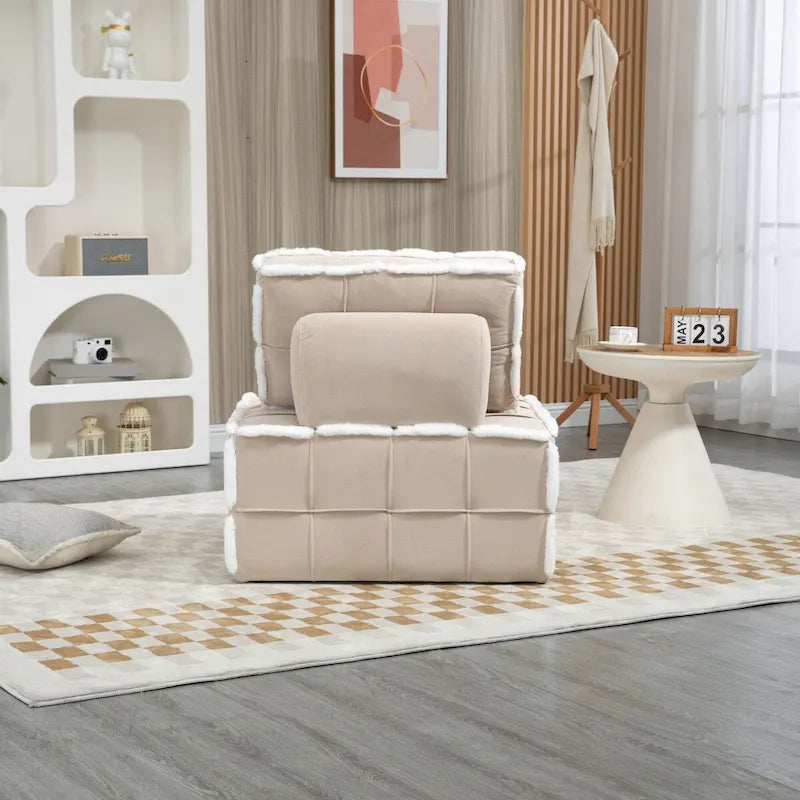 Fauteuil rembourré sans accoudoirs à assise profonde, canapé paresseux simple