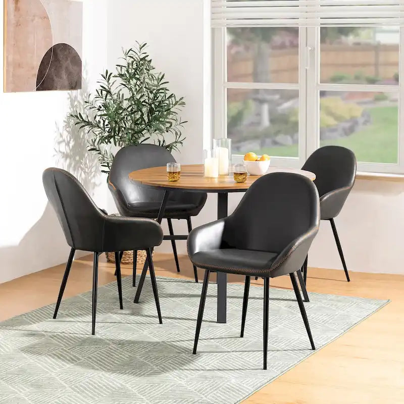 Glitzhome Lot de 2/4/6 Chaises de Salle à Manger d'Appoint en Similicuir de Style Mid-Century Modern