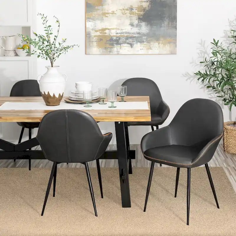Glitzhome Lot de 2/4/6 Chaises de Salle à Manger d'Appoint en Similicuir de Style Mid-Century Modern