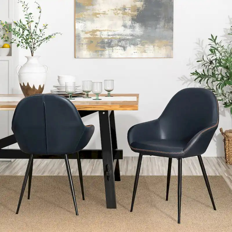 Glitzhome Lot de 2/4/6 Chaises de Salle à Manger d'Appoint en Similicuir de Style Mid-Century Modern