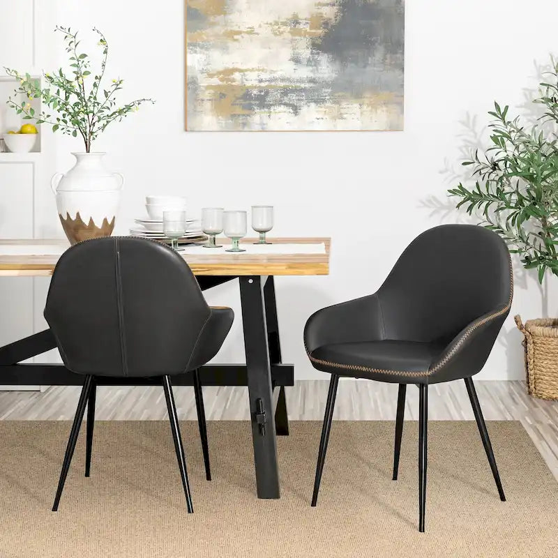 Glitzhome Lot de 2/4/6 Chaises de Salle à Manger d'Appoint en Similicuir de Style Mid-Century Modern
