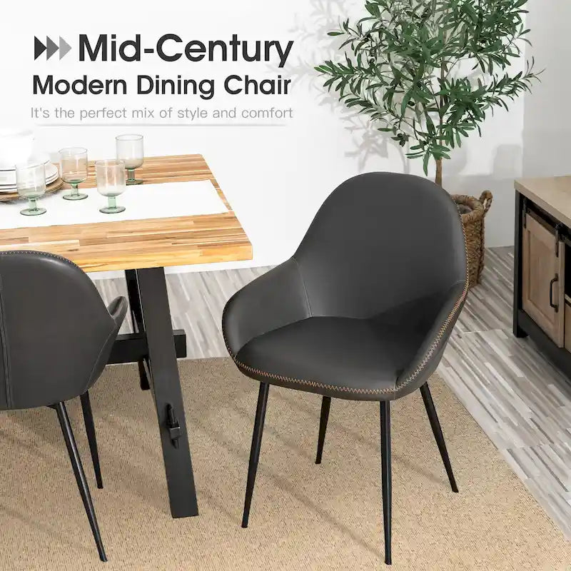 Glitzhome Lot de 2/4/6 Chaises de Salle à Manger d'Appoint en Similicuir de Style Mid-Century Modern