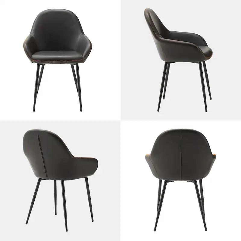 Glitzhome Lot de 2/4/6 Chaises de Salle à Manger d'Appoint en Similicuir de Style Mid-Century Modern