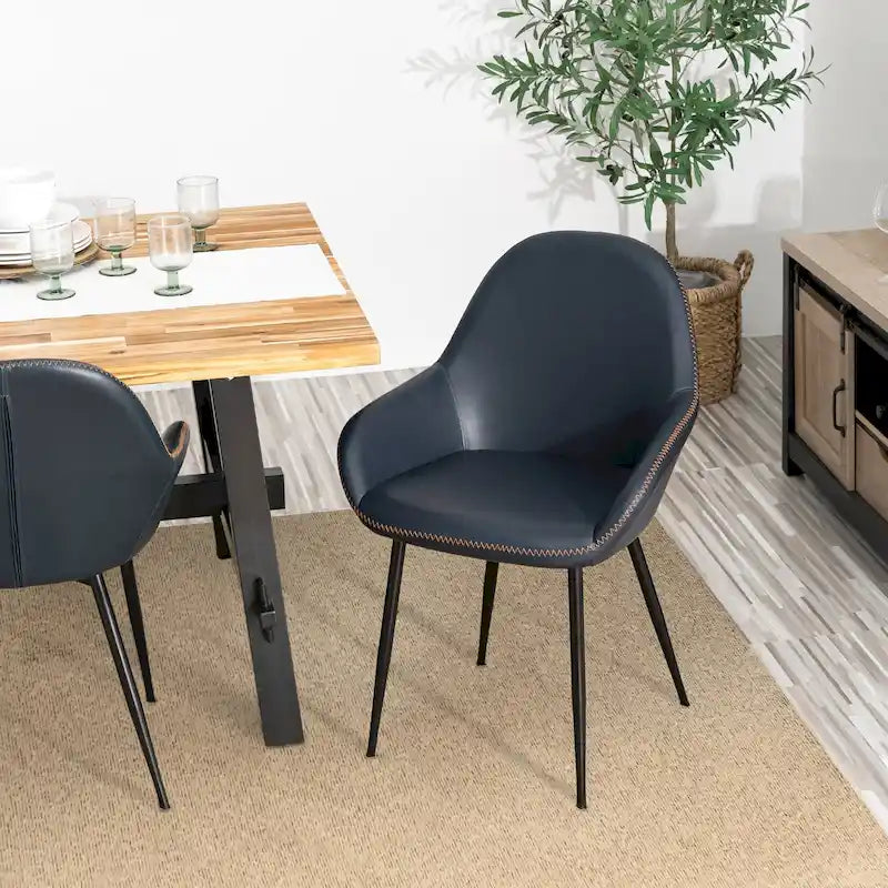 Glitzhome Lot de 2/4/6 Chaises de Salle à Manger d'Appoint en Similicuir de Style Mid-Century Modern
