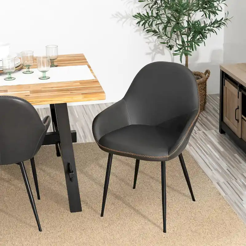 Glitzhome Lot de 2/4/6 Chaises de Salle à Manger d'Appoint en Similicuir de Style Mid-Century Modern