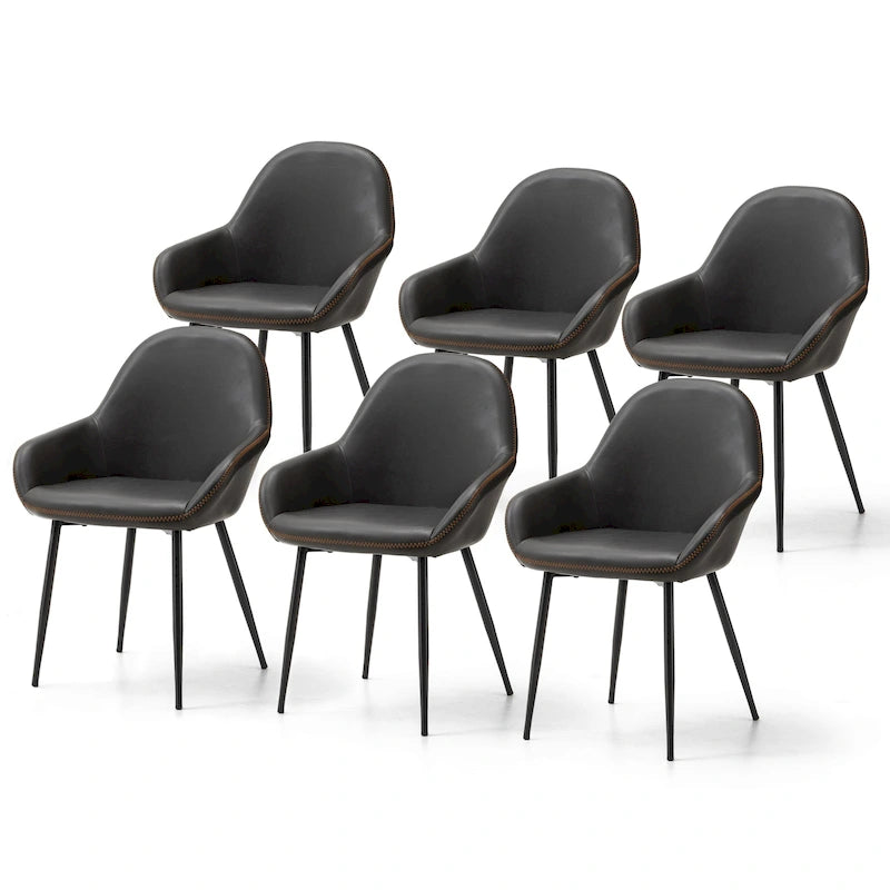 Glitzhome Lot de 2/4/6 Chaises de Salle à Manger d'Appoint en Similicuir de Style Mid-Century Modern