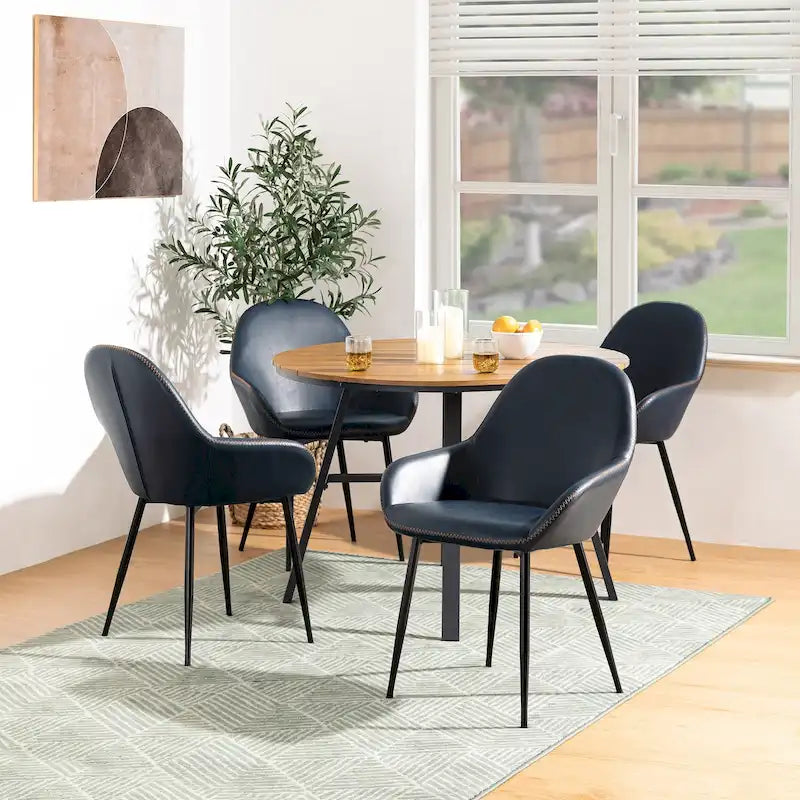 Glitzhome Lot de 2/4/6 Chaises de Salle à Manger d'Appoint en Similicuir de Style Mid-Century Modern