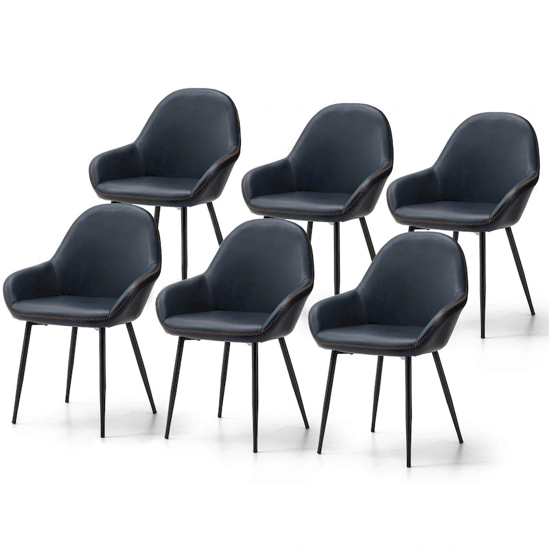 Glitzhome Lot de 2/4/6 Chaises de Salle à Manger d'Appoint en Similicuir de Style Mid-Century Modern