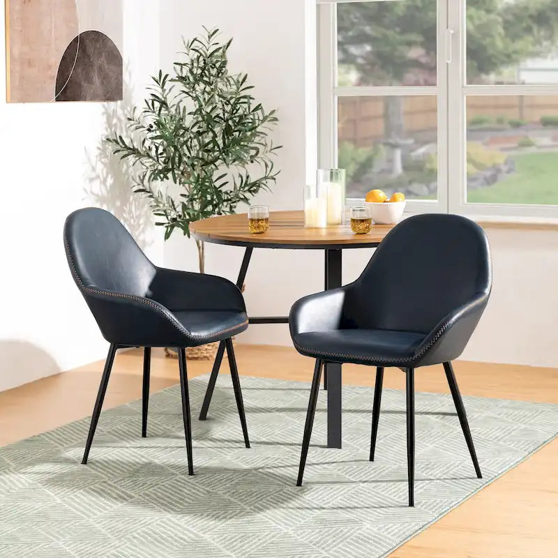 Glitzhome Lot de 2/4/6 Chaises de Salle à Manger d'Appoint en Similicuir de Style Mid-Century Modern