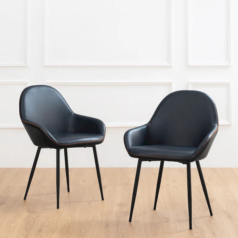 Glitzhome Lot de 2/4/6 Chaises de Salle à Manger d'Appoint en Similicuir de Style Mid-Century Modern