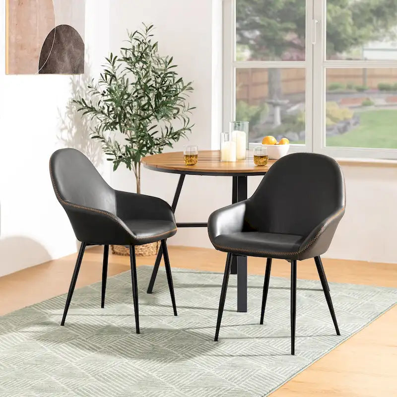 Glitzhome Lot de 2/4/6 Chaises de Salle à Manger d'Appoint en Similicuir de Style Mid-Century Modern