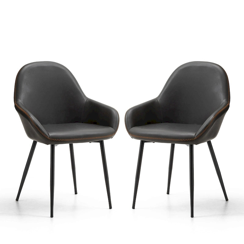 Glitzhome Lot de 2/4/6 Chaises de Salle à Manger d'Appoint en Similicuir de Style Mid-Century Modern