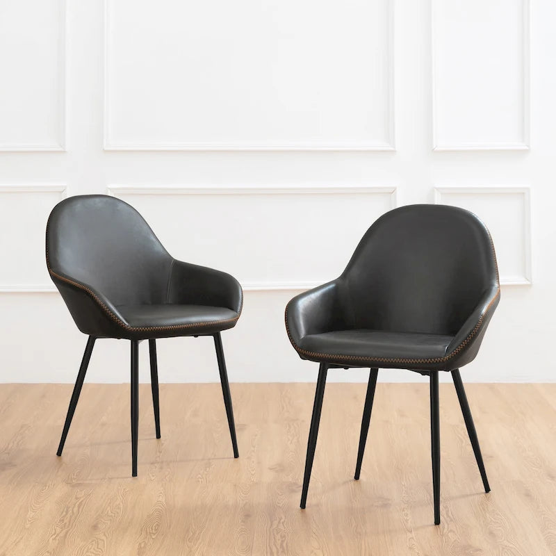 Glitzhome Lot de 2/4/6 Chaises de Salle à Manger d'Appoint en Similicuir de Style Mid-Century Modern