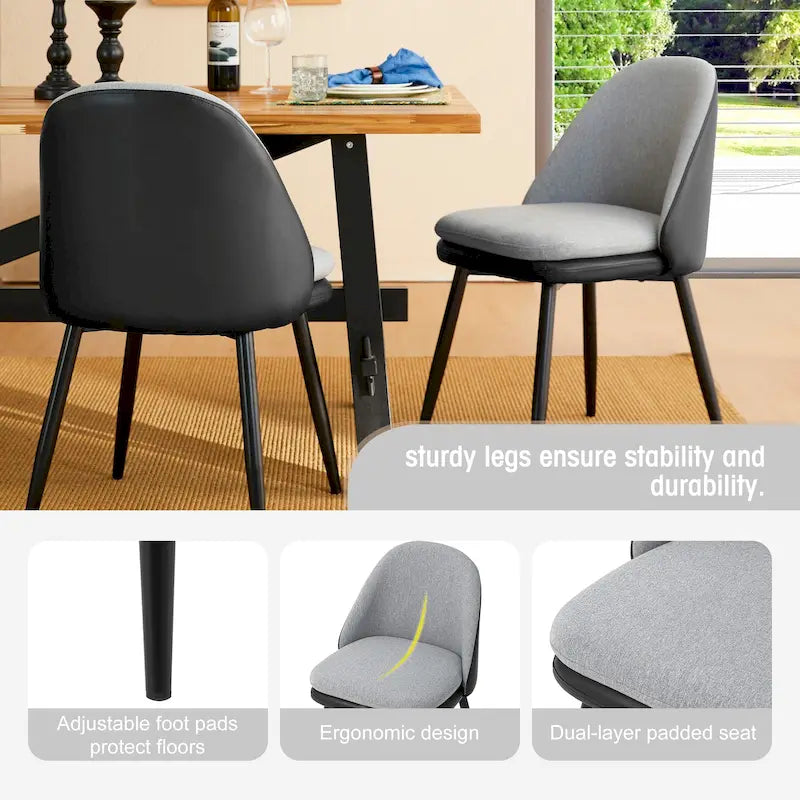Glitzhome Lot de 2/4/6 Chaises de Salle à Manger d'Appoint en Similicuir de Style Mid-Century Modern