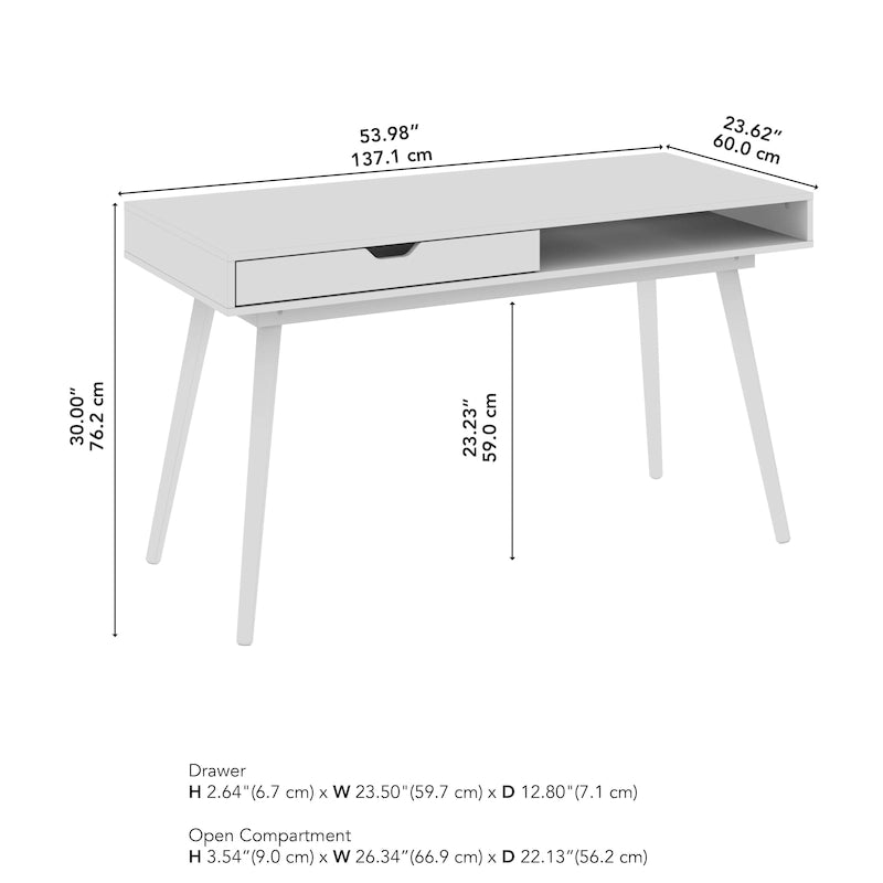 Bureau d'écriture et informatique Bush Furniture Nora 54W avec rangement