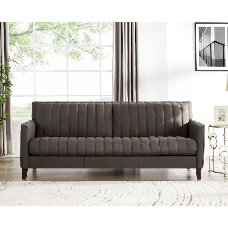 Ensemble canapé, causeuse et fauteuil en cuir pleine fleur Hydeline Ennis - Canapé, causeuse, fauteuil