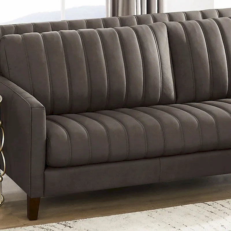 Ensemble canapé, causeuse et fauteuil en cuir pleine fleur Hydeline Ennis - Canapé, causeuse, fauteuil