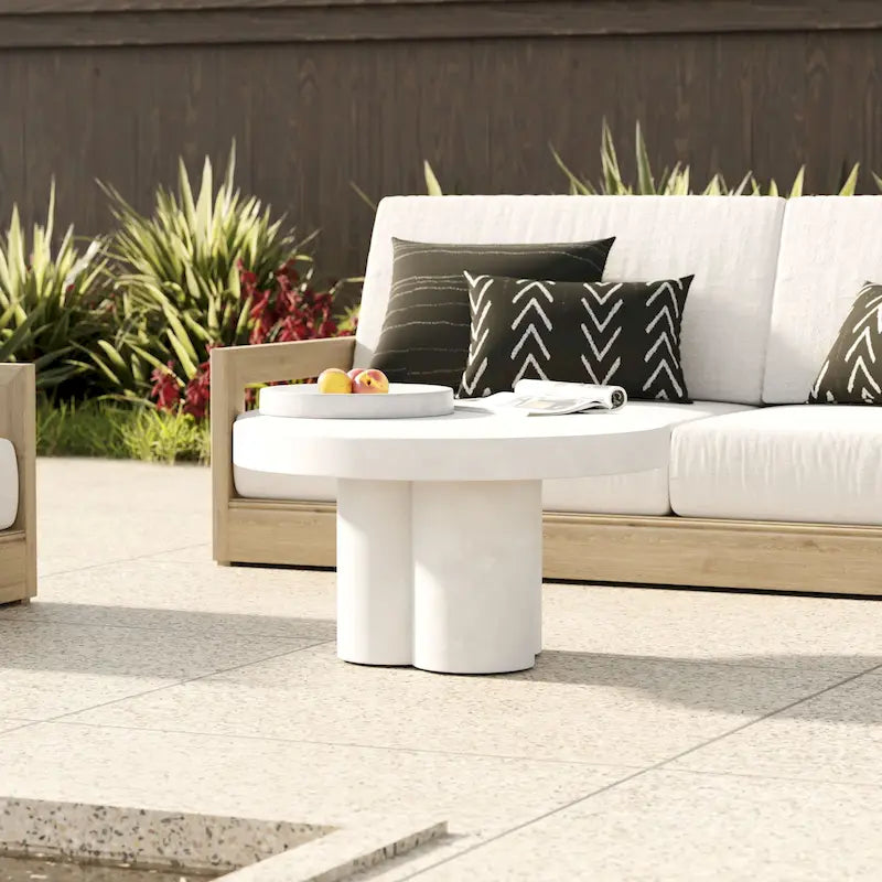 Table basse moderne en béton blanc Modrest Bruni