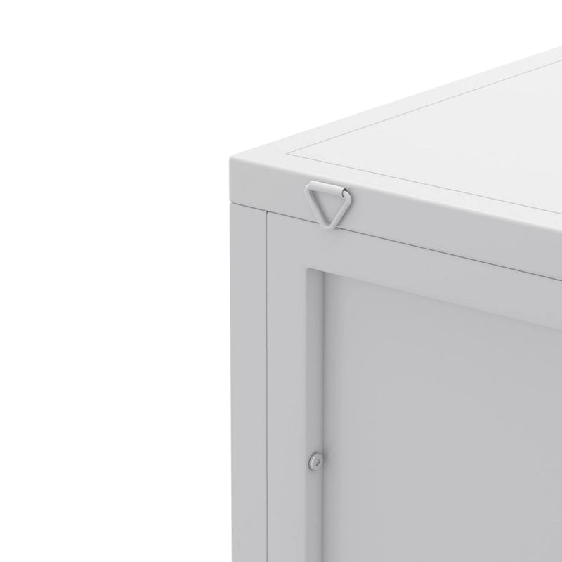 22.25 Armoire d'angle, trois niveaux avec portes en verre trempé et étagères de rangement