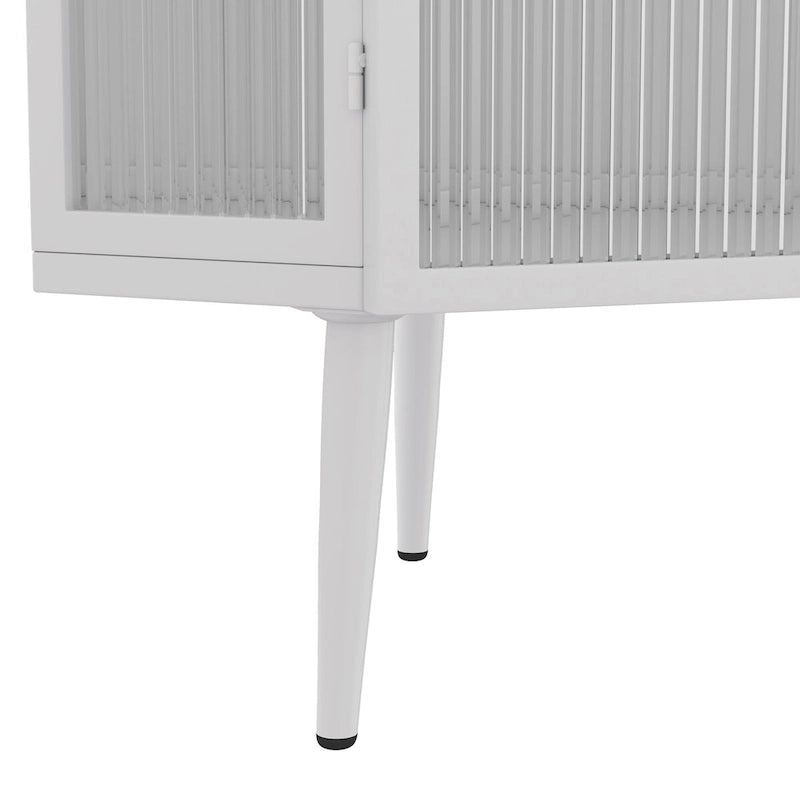 22.25 Armoire d'angle, trois niveaux avec portes en verre trempé et étagères de rangement