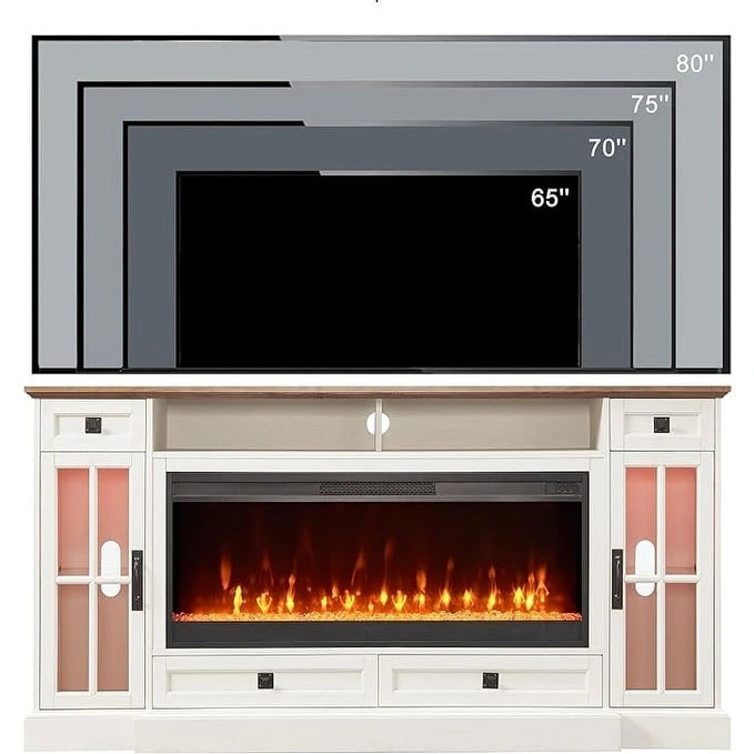 Meuble TV de ferme de 70 po avec cheminée, centre de divertissement, table console