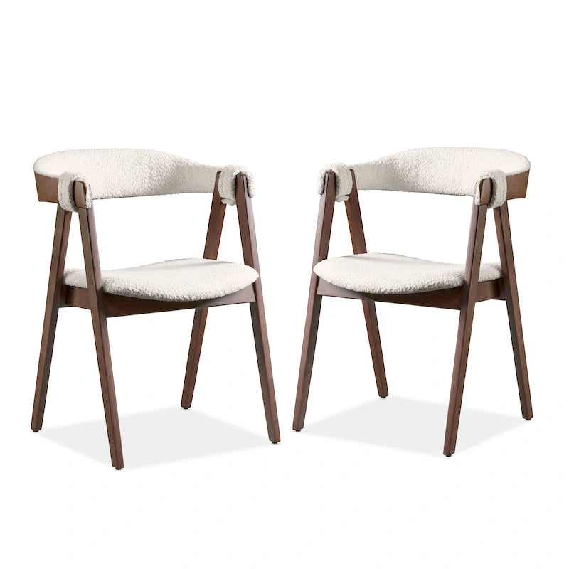 Chaises de salle à manger Shaw Mid-century en bois et bouclette par Furniture of America (Lot de 2)