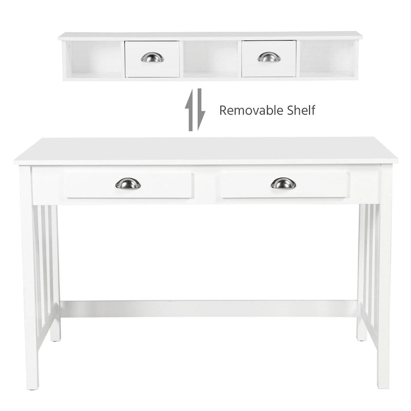 Bureau informatique Yaheetech, station de travail moderne avec organisateur flottant amovible, 4 tiroirs, pieds en bois de pin