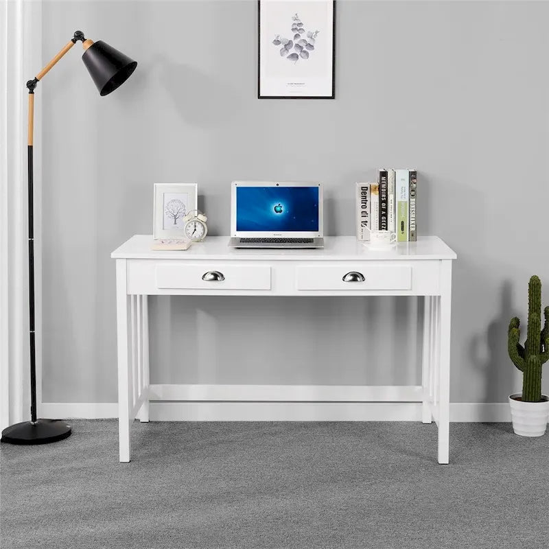 Bureau informatique Yaheetech, station de travail moderne avec organisateur flottant amovible, 4 tiroirs, pieds en bois de pin