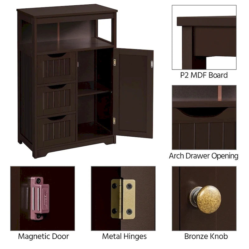 Yaheetech Bathroom Floor Cabinet Bedroom Cabinet Storage Organizer